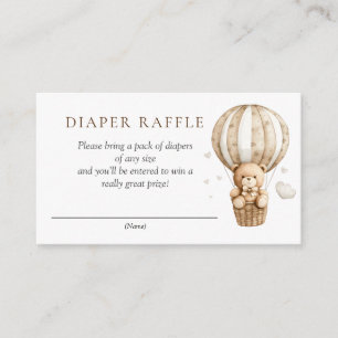 Teddy Bear Hot Air Balloon Shower Diaper Raffle Enclosure Card
