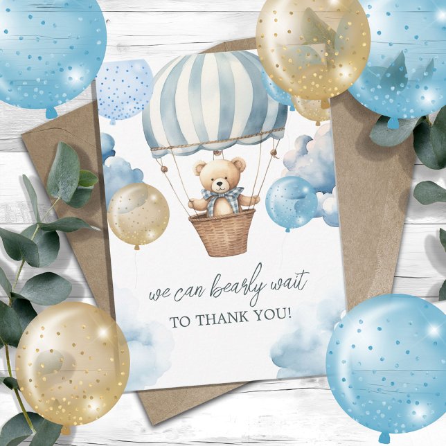 Teddy Bear Hot Air Balloon Thank You Card (Creator Uploaded)
