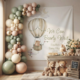 Teddy Bear Hot Air Balloon Watercolor Baby Shower  Tapestry