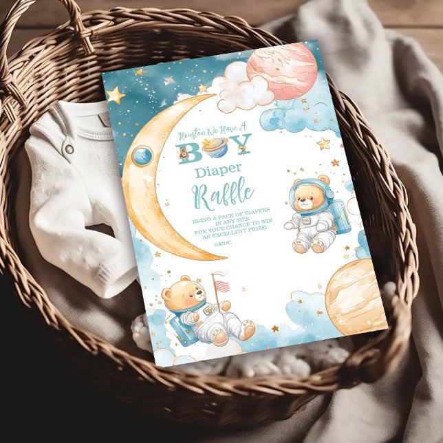 Teddy Bear Houston We Have A Boy Diapper Raffle Enclosure Card (Creator Uploaded)
