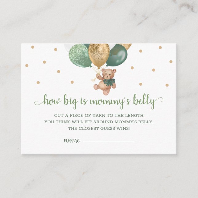 Teddy Bear How Big Is Mummy's Belly Baby Shower Enclosure Card (Front)