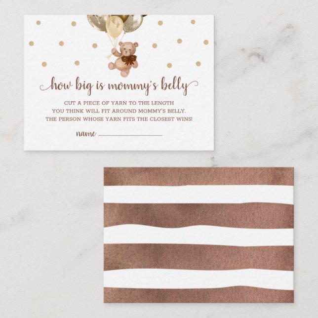 Teddy Bear How Big Is Mummy's Belly Game Card (Front/Back)