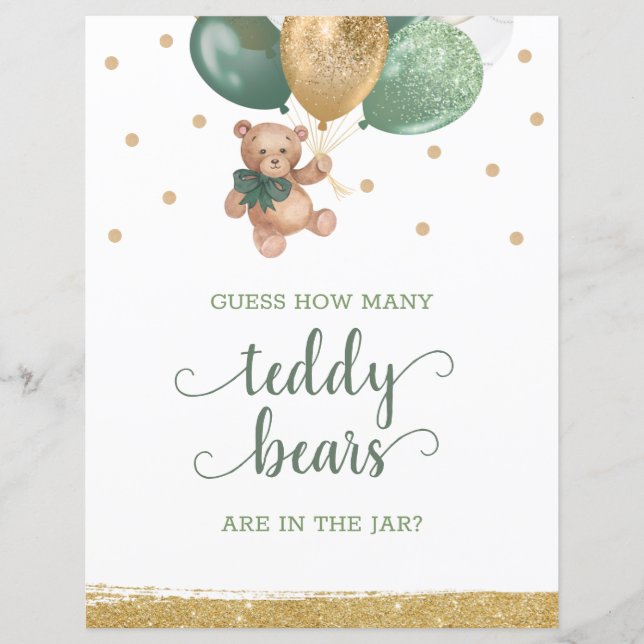 Teddy Bear How Many Teddy Bears In The Jar Sign (Front)