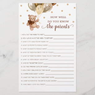 Teddy Bear How Well Do You Know The Parents Game