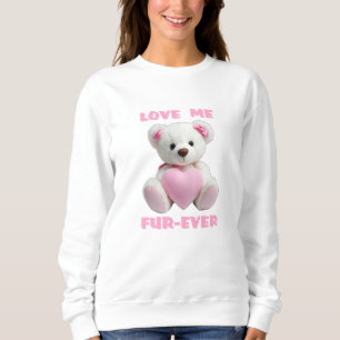 Teddy Bear Hugging Pink Heart Valentine's Day Gift Sweatshirt