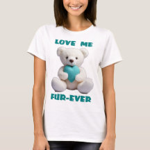 Teddy Bear Hugging Teal Heart Valentine's Day Gift