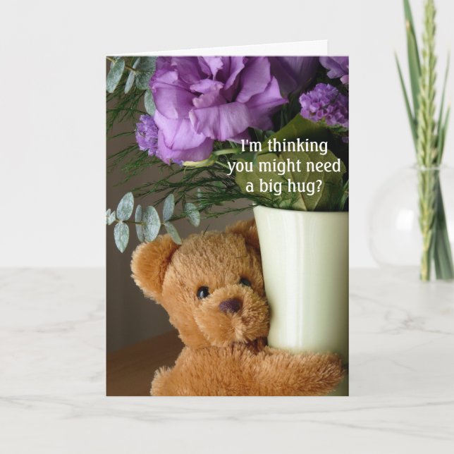 Teddy Bear Hugs and Flowers-Get Well Card (Front)