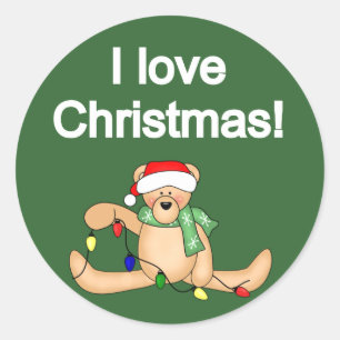 Teddy Bear I Love Christmas Tshirts and Gifts Classic Round Sticker
