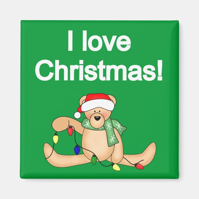Teddy Bear I Love Christmas Tshirts and Gifts Magnet (Front)