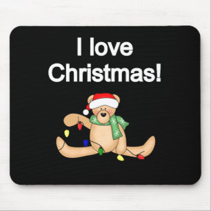Teddy Bear I Love Christmas Tshirts and Gifts Mouse Mat