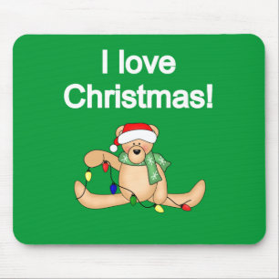 Teddy Bear I Love Christmas Tshirts and Gifts Mouse Mat