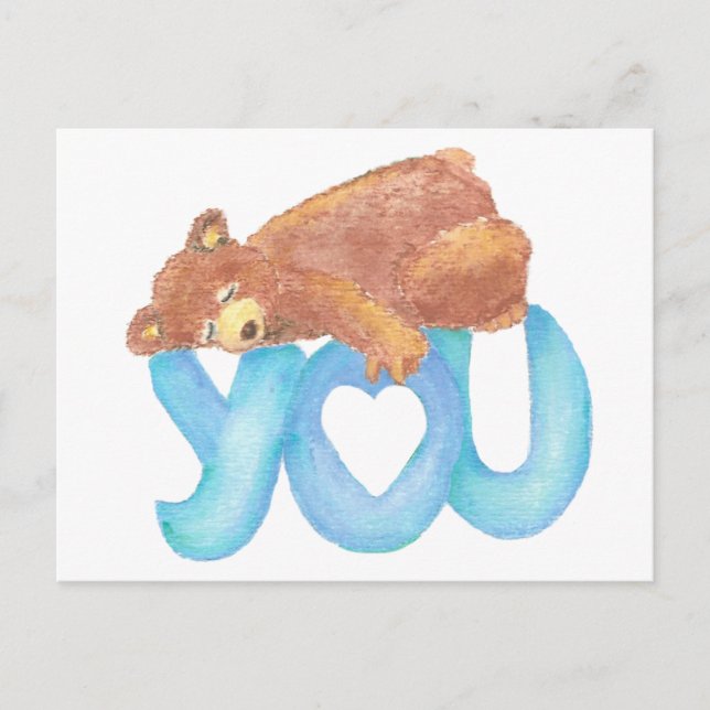 Teddy Bear I love Heart You Postcard (Front)