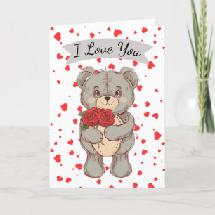 Teddy Bear I Love You Valentine's Day Holiday Card