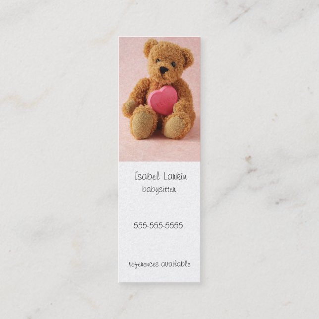 Teddy bear i luv u bookmark business card (Back)