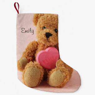 Teddy bear i luv u small christmas stocking