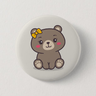 Teddy Bear Illustration 6 Cm Round Badge