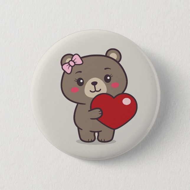 Teddy Bear Illustration 6 Cm Round Badge (Front)