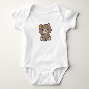Teddy Bear Illustration Baby Bodysuit