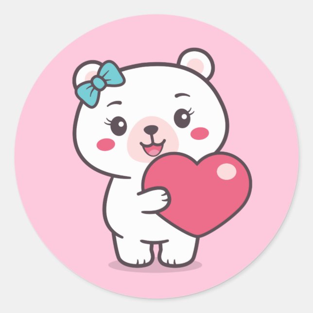 Teddy Bear Illustration Classic Round Sticker (Front)