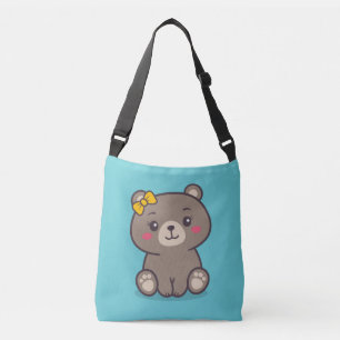 Teddy Bear Illustration Crossbody Bag
