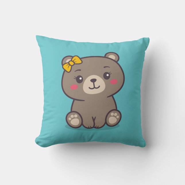 Teddy Bear Illustration Cushion (Front)