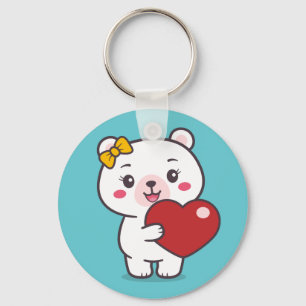 Teddy Bear Illustration Key Ring