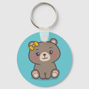 Teddy Bear Illustration Key Ring