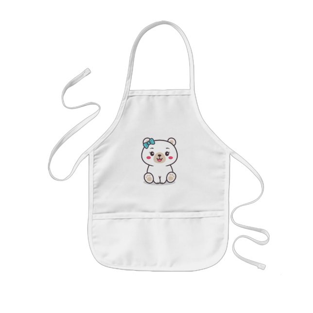 Teddy Bear Illustration Kids Apron (Front)