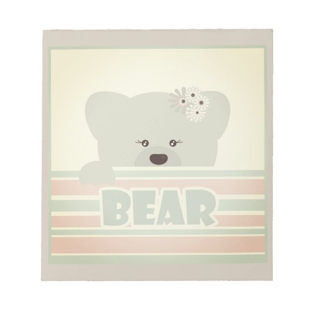 Teddy bear illustration kids childish print notepad (Front)