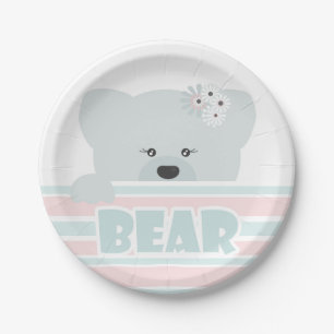 Teddy bear illustration kids childish print paper plate