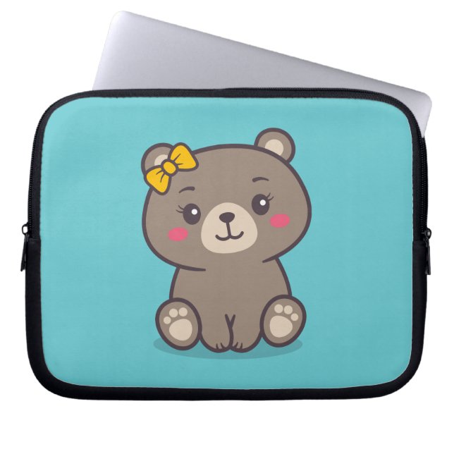 Teddy Bear Illustration Laptop Sleeve (Front)