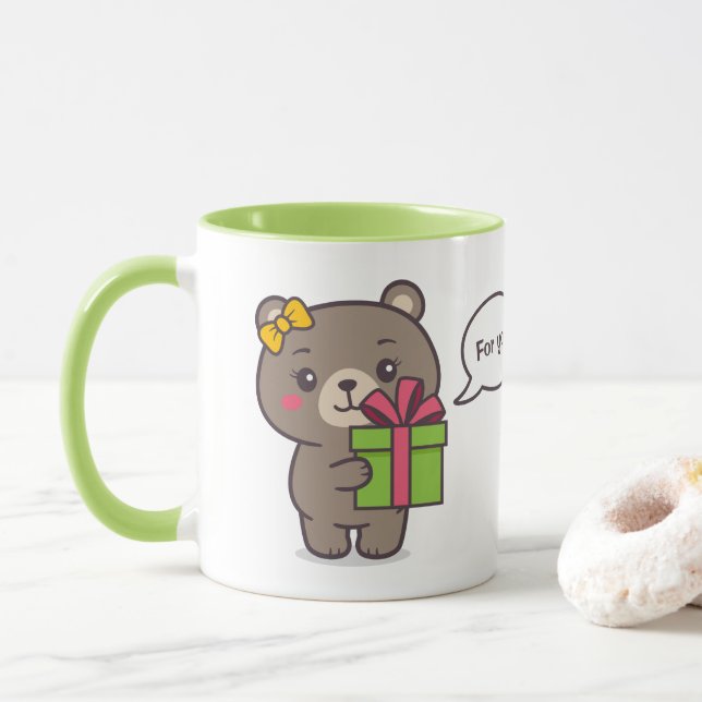 Teddy Bear Illustration Mug (With Donut)