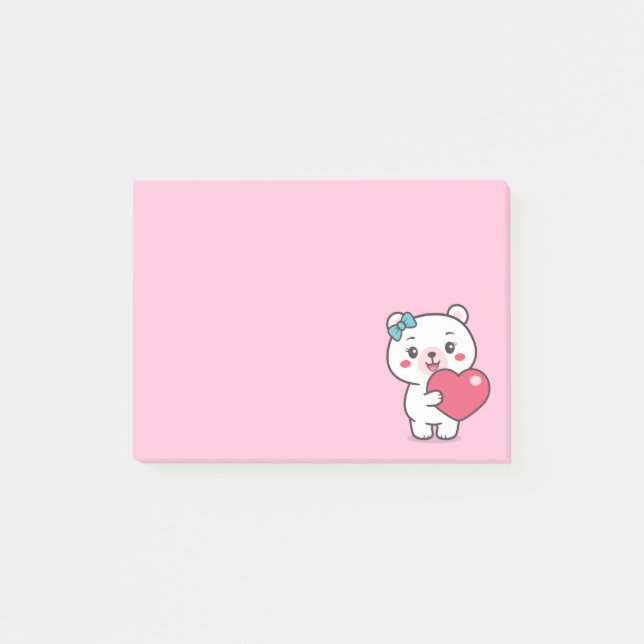 Teddy Bear Illustration Post-it Notes (Front)
