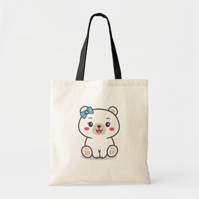 Teddy Bear Illustration Tote Bag (Front)