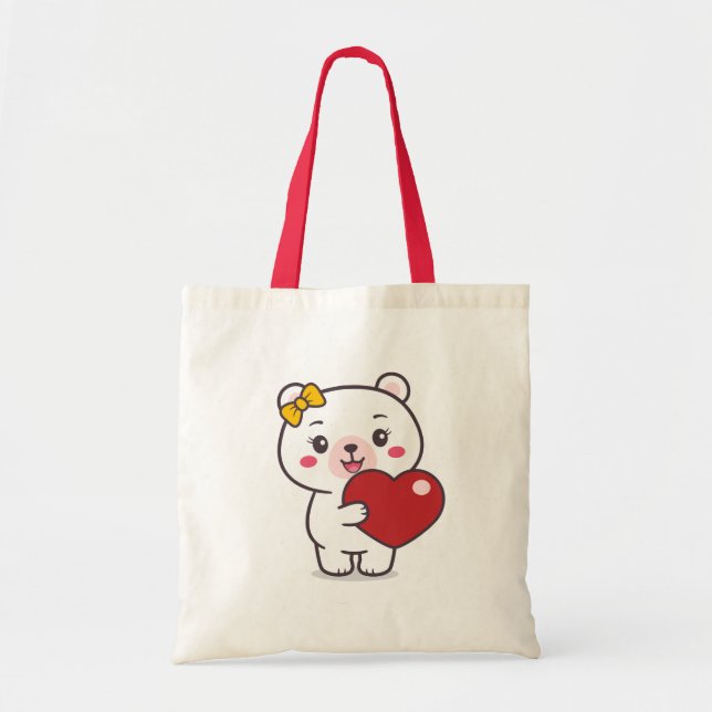 Teddy Bear Illustration Tote Bag (Front)