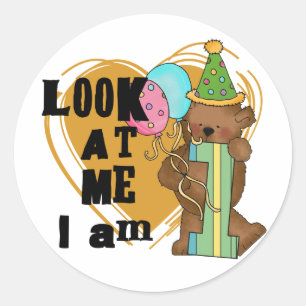 Teddy Bear I'm 1 Birthday T-shirts and Gifts Classic Round Sticker