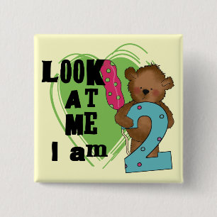 Teddy Bear I'm 2 Birthday T-shirts and Gifts 15 Cm Square Badge