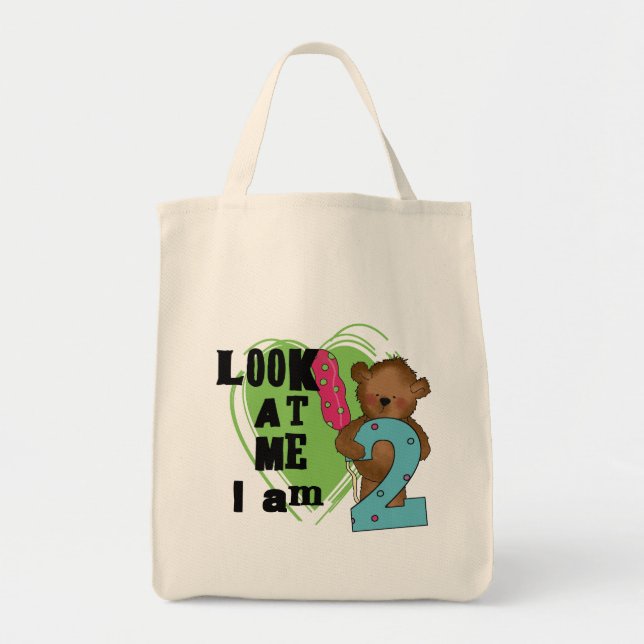 Teddy Bear I'm 2 Birthday T-shirts and Gifts Tote Bag (Front)