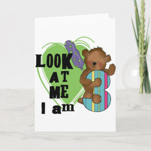Teddy Bear I'm 3 Birthday Tshirts and Gifts Card