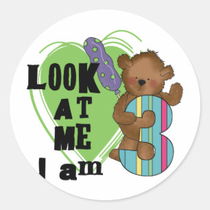 Teddy Bear I'm 3 Birthday Tshirts and Gifts Classic Round Sticker