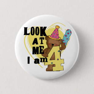 Teddy Bear I'm 4 Birthday Tshirts and Gifts 6 Cm Round Badge