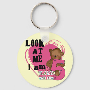 Teddy Bear I'm 5 Birthday T-shirts and Gifts Key Ring