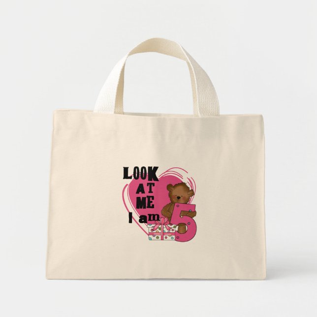 Teddy Bear I'm 5 Birthday T-shirts and Gifts Mini Tote Bag (Front)