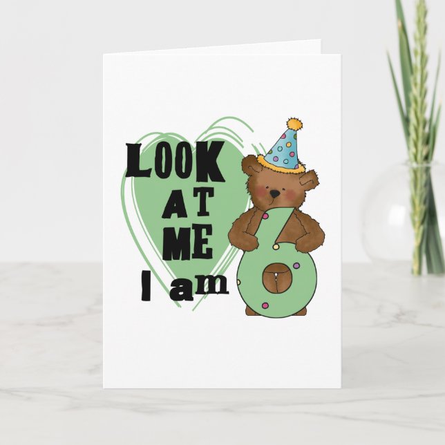 Teddy Bear I'm 6 Birthday T-shirts and Gifts Card (Front)