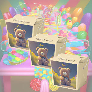 Teddy bear in a meadow, cute custom favour box