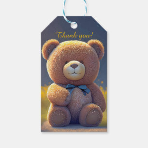 Teddy bear in a meadow, cute custom gift tags