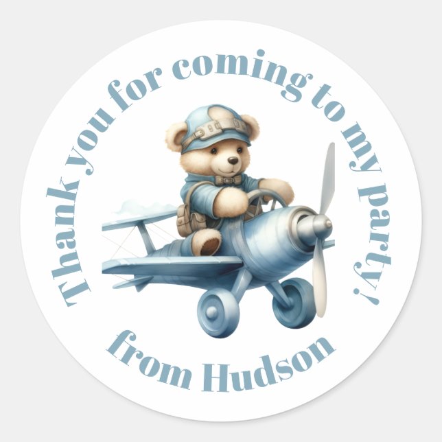Teddy Bear in a Plane Sticker (Front)
