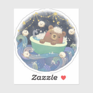Teddy Bear in Bathtub Boat with Fluffy Monsters