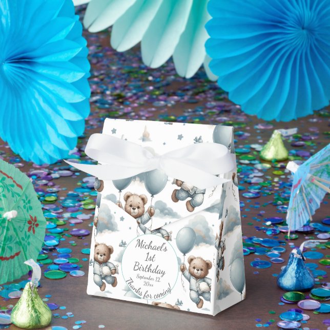 Teddy Bear in Blue Pyjamas Birthday Favour Box (Party)