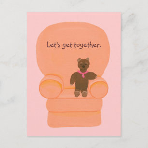 Teddy Bear in chair, Lets get together invitations
